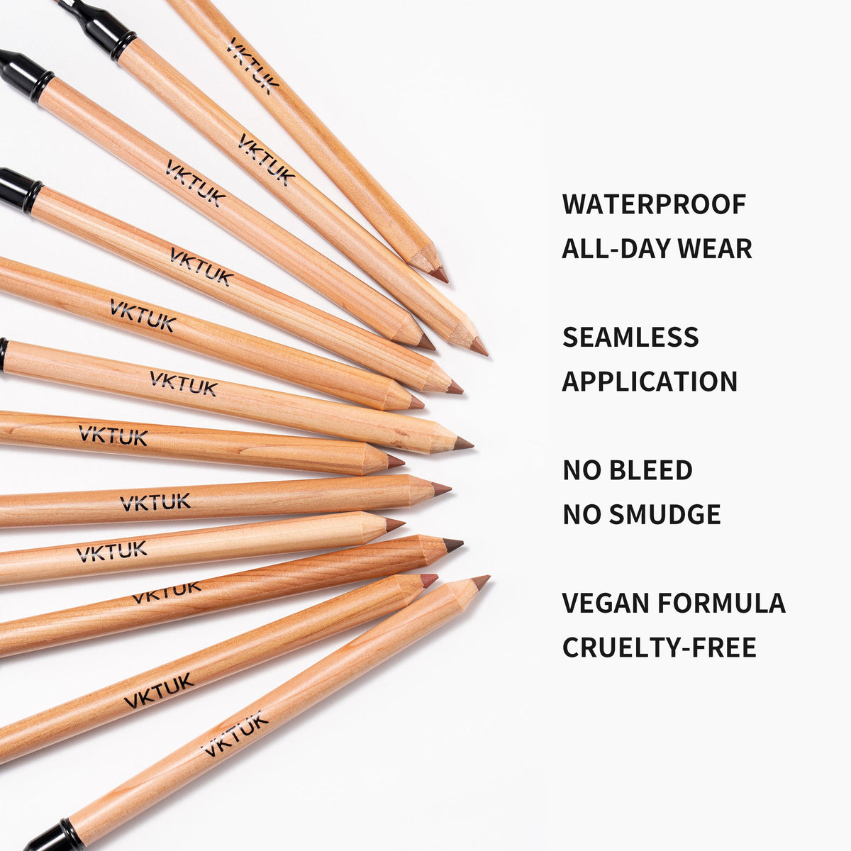 VKTUK 12 Shades Nude Lip Liner Set with Built-in Lip Brush