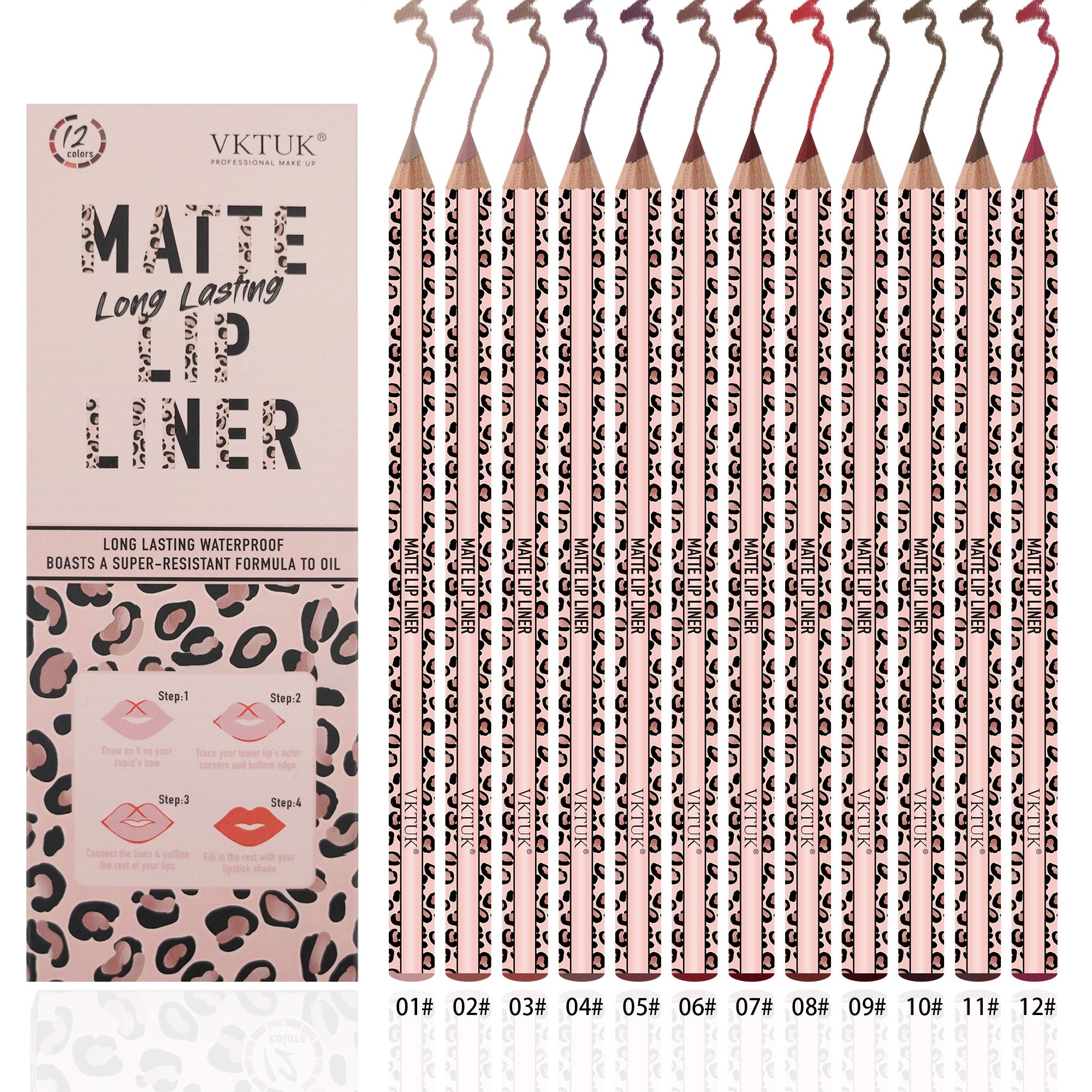 VKTUK 12-Piece Nude Color Lip Liner