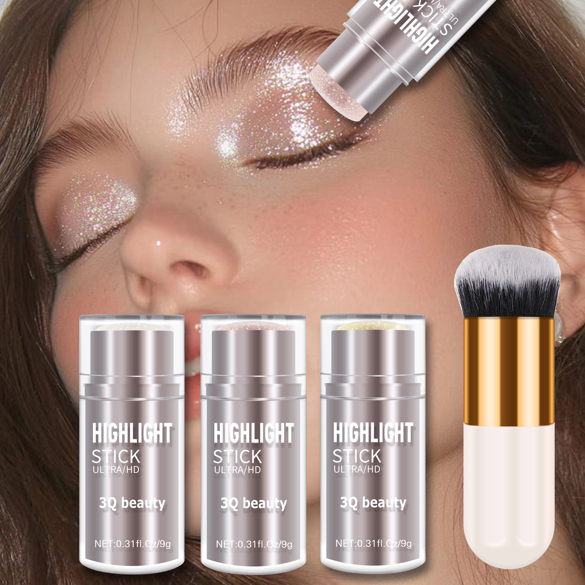 3Q Beauty 3-Color Highlighter & Bronzer