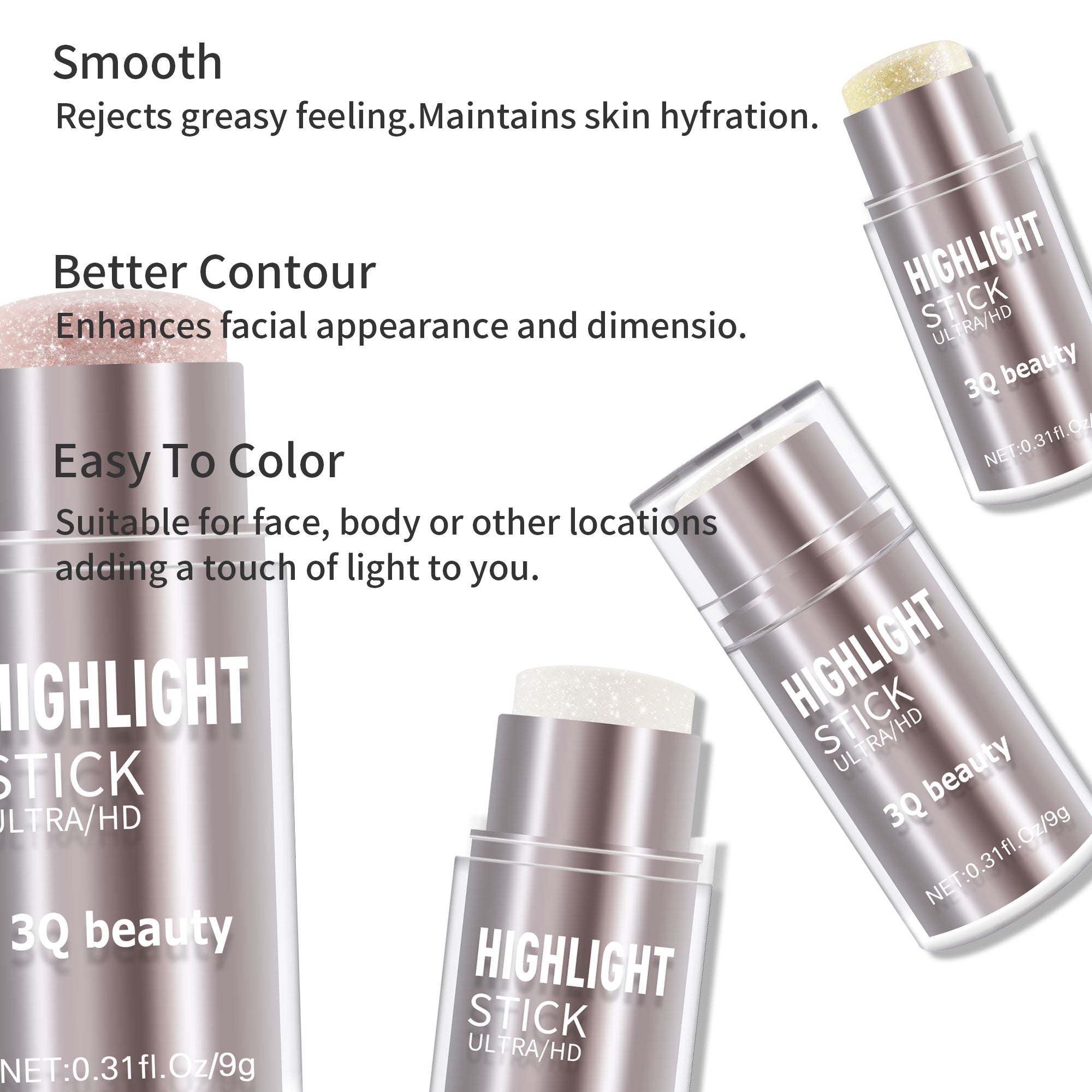 3Q Beauty 3-Color Highlighter & Bronzer