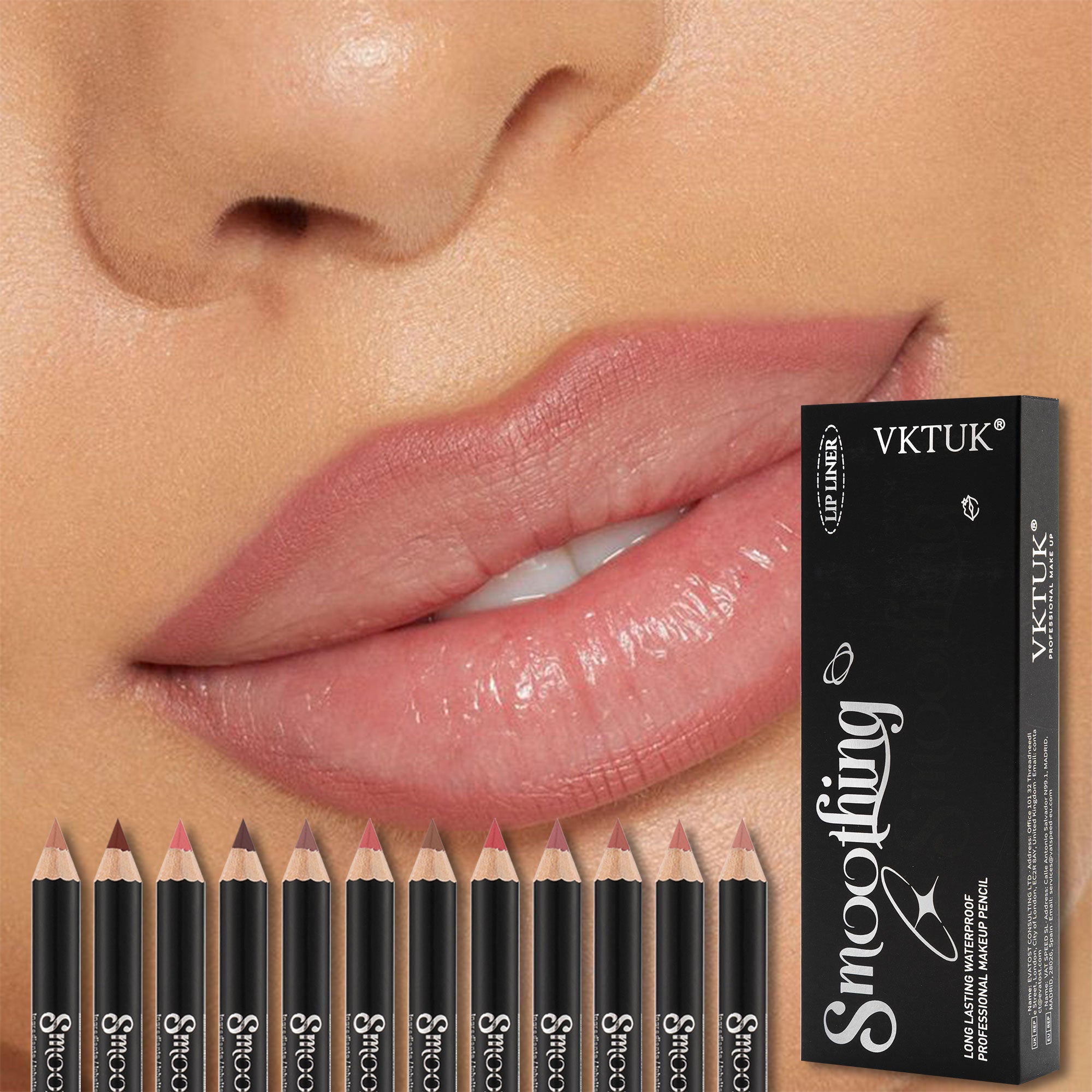 VKTUK 12-Piece Nude Color Lip Liner