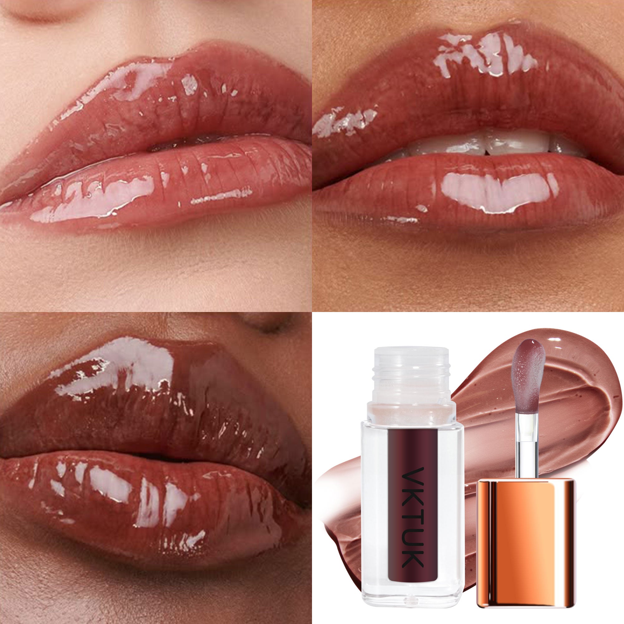 VKTUK 6-Color Fruity Flavor Lip Oil Set for Women - Hydrating, Plumping, Non-Sticky, Shiny, Long-Lasting Moisturizing Lip Makeup Kit