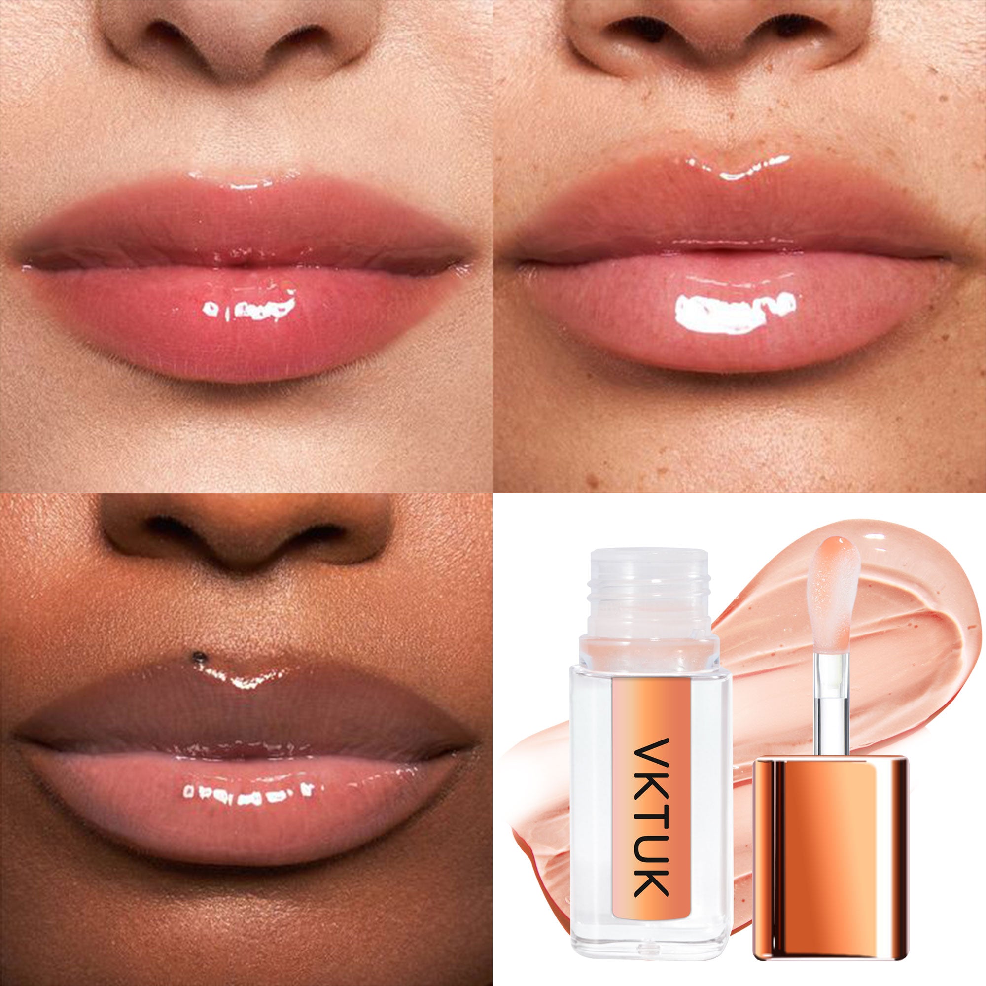 VKTUK 6-Color Fruity Flavor Lip Oil Set for Women - Hydrating, Plumping, Non-Sticky, Shiny, Long-Lasting Moisturizing Lip Makeup Kit
