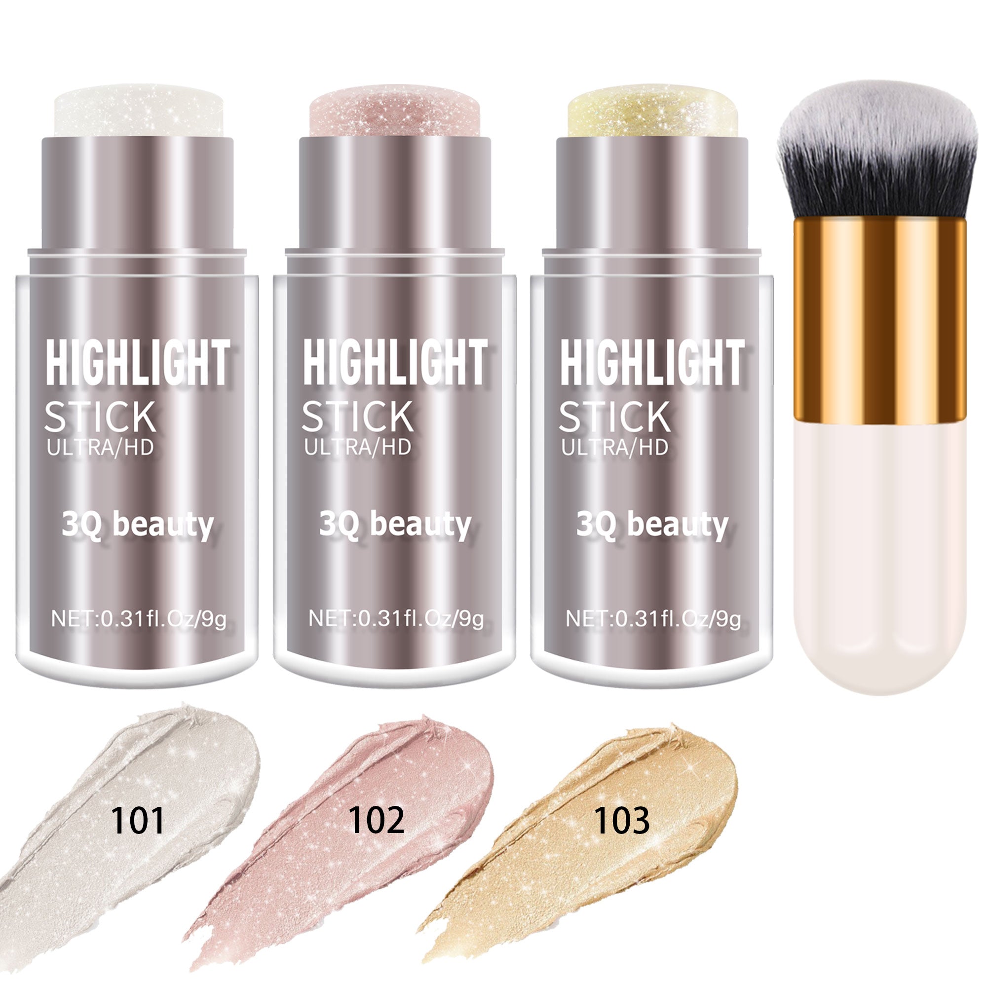 3Q Beauty 3-Color Highlighter & Bronzer