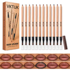 VKTUK 12 Shades Nude Lip Liner Set with Built-in Lip Brush