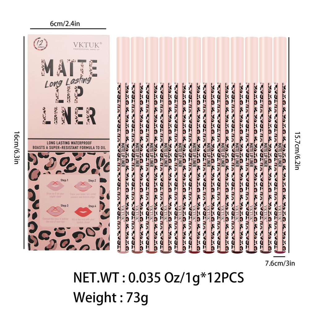 VKTUK 12-Piece Nude Color Lip Liner