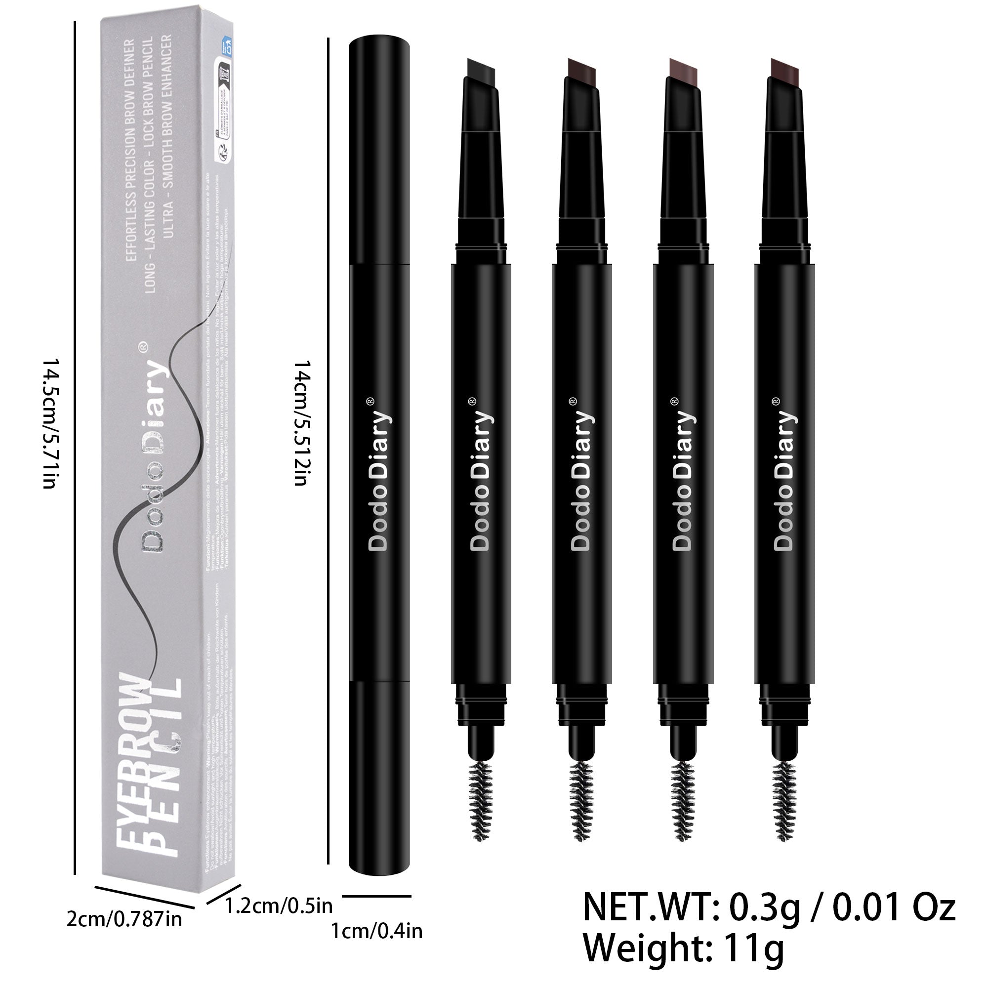 Vktuk-4 Pack Double-Headed Eyebrow Pencils